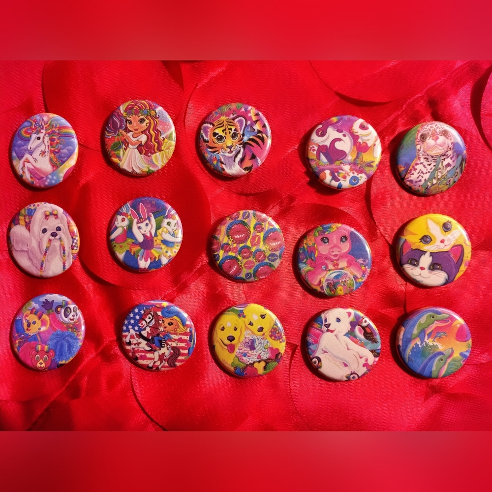 Lisa Frank Pin Back Button Collection #4 - 15 Buttons